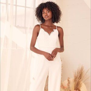 Lulu's Timeless Romance White Lace Wide-Leg Jumpsuit